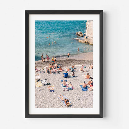 Summer Serenity: Relaxing Beach Scene Oil Painting with Sunbathers