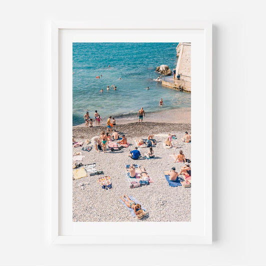 Summer Serenity: Relaxing Beach Scene Oil Painting with Sunbathers