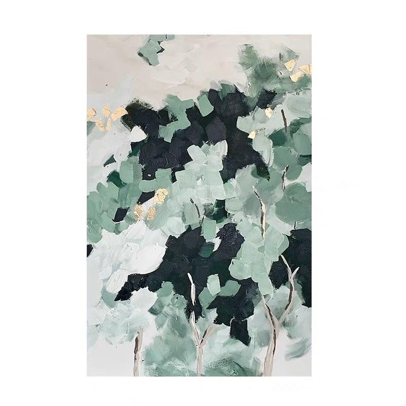 Serene Greenery: Tranquil Nature-Inspired Oil Painting for Modern Home Décor