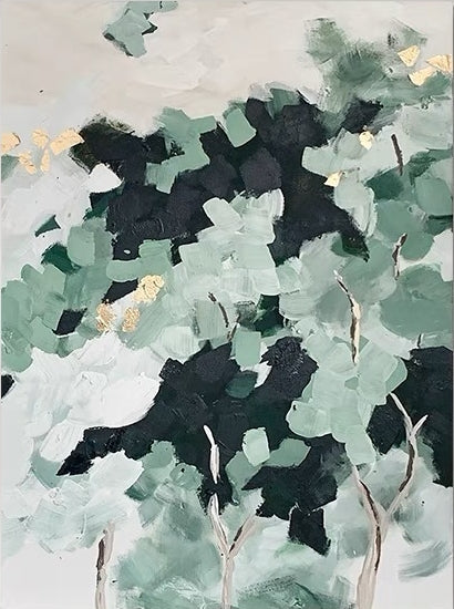 Serene Greenery: Tranquil Nature-Inspired Oil Painting for Modern Home Décor