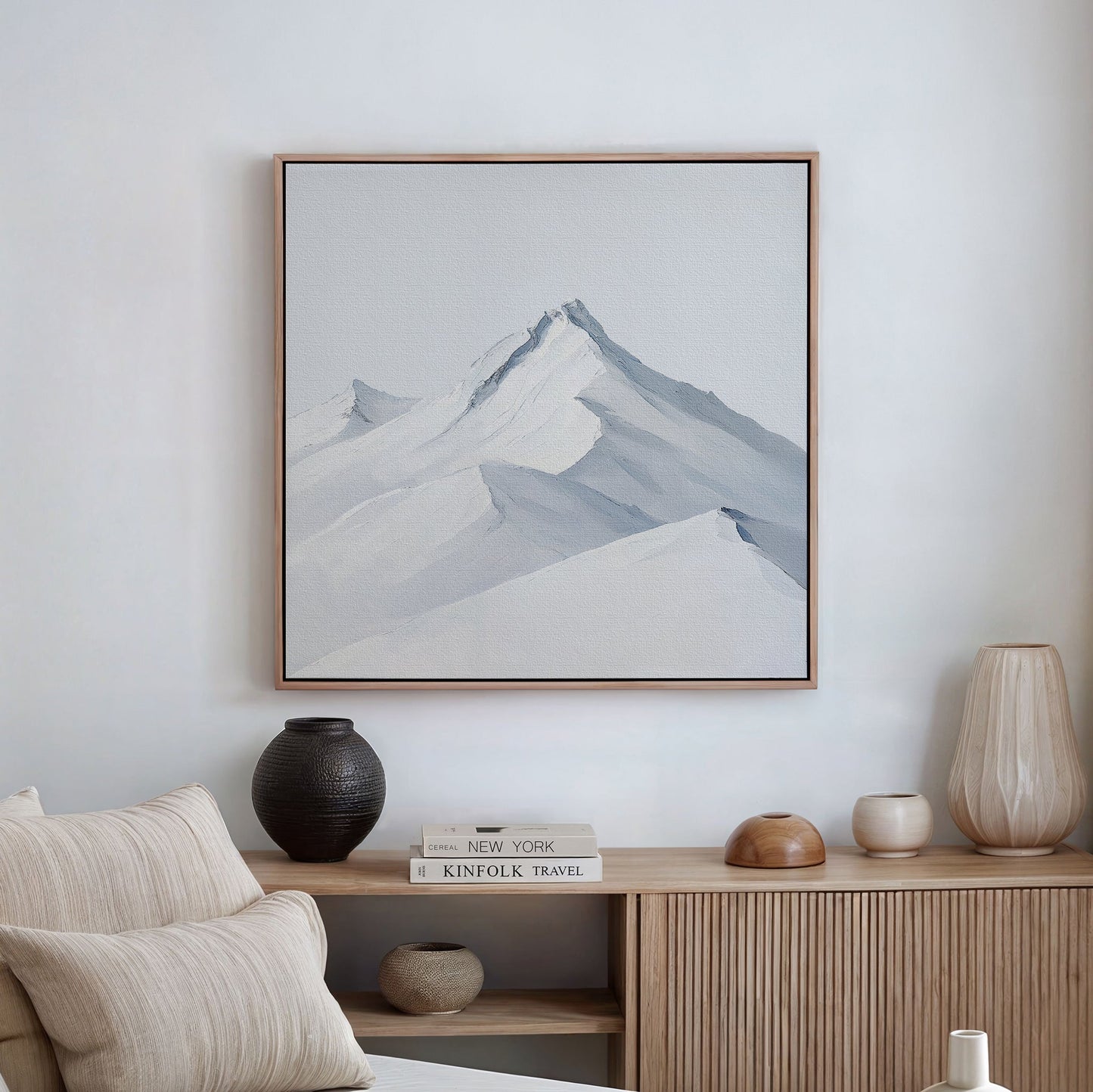 Serene Mountain Landscape Oil Painting for Modern Home Decor