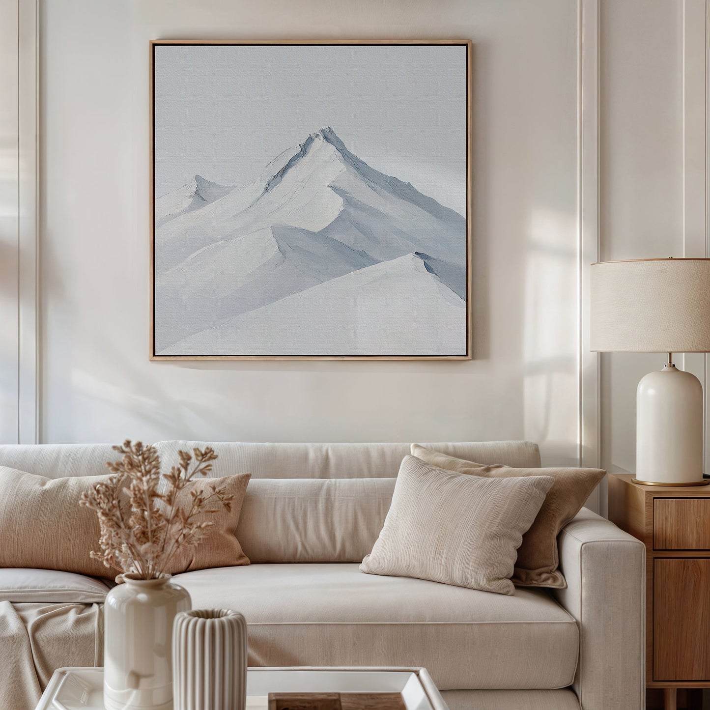 Serene Mountain Landscape Oil Painting for Modern Home Decor