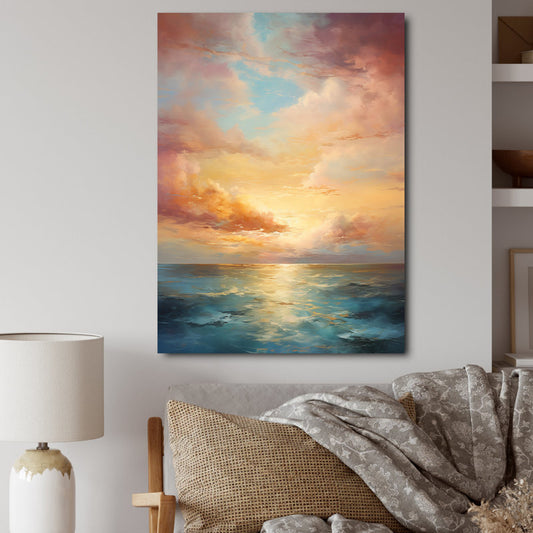 Ocean Sunset: Celestial Symphony in Oil Painting for Home Décor