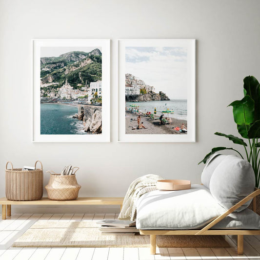 Amalfi Coast Serenity: Coastal Views and Beach Life Oil Paintings