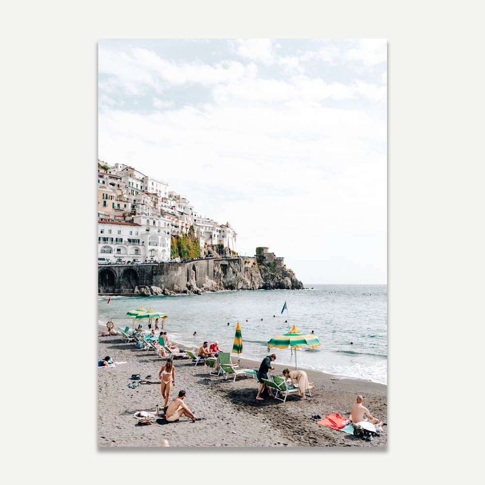 Amalfi Coast Serenity: Coastal Views and Beach Life Oil Paintings