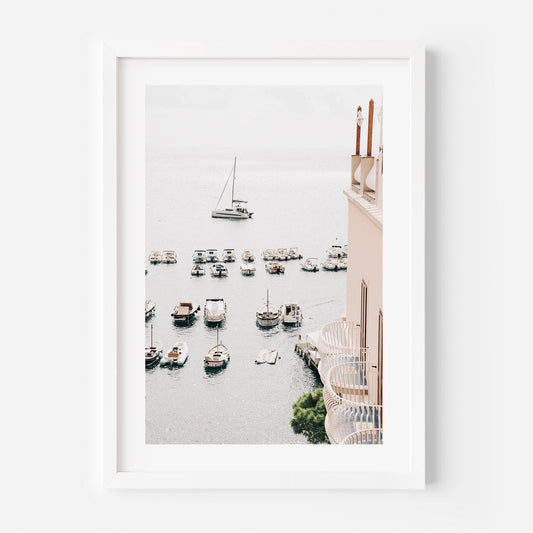 Serene Amalfi Coast View with Boats and Yachts