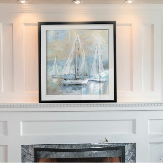 Serene Sailboats at Sea - Elegant Oil Painting for Nautical Decor