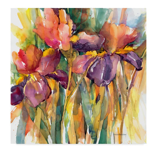Vibrant Purple and Red Abstract Oil Painting
