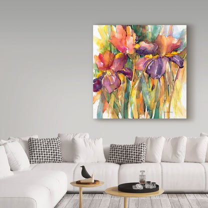 Vibrant Purple and Red Abstract Oil Painting