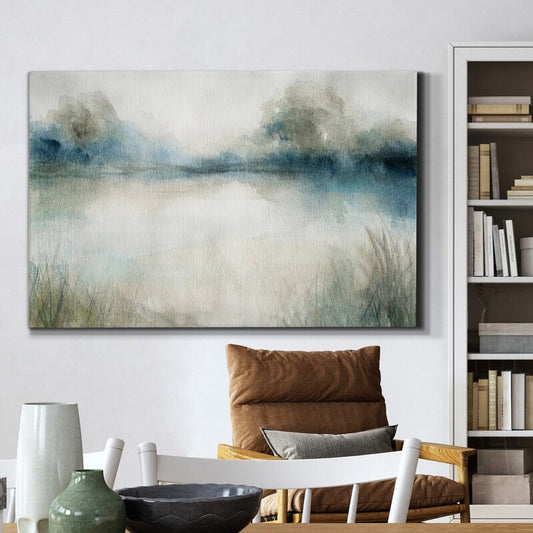 Serene Evening Waters - Tranquil Landscape Oil Painting for Home Decor