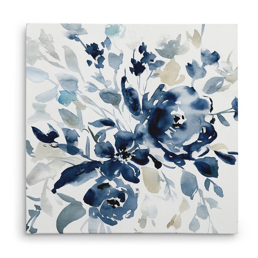 Blue Floral Abstract Oil Painting for Modern Home Decor