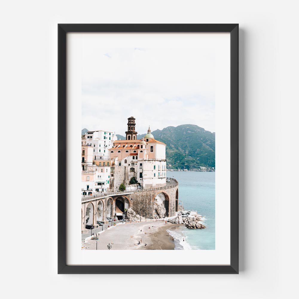 Serene Coastal Village View - Beautiful Oil Painting of Atrani, Italy