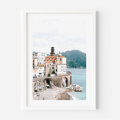 Serene Coastal Village View - Beautiful Oil Painting of Atrani, Italy