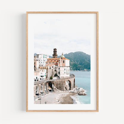 Serene Coastal Village View - Beautiful Oil Painting of Atrani, Italy