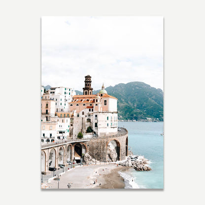 Serene Coastal Village View - Beautiful Oil Painting of Atrani, Italy