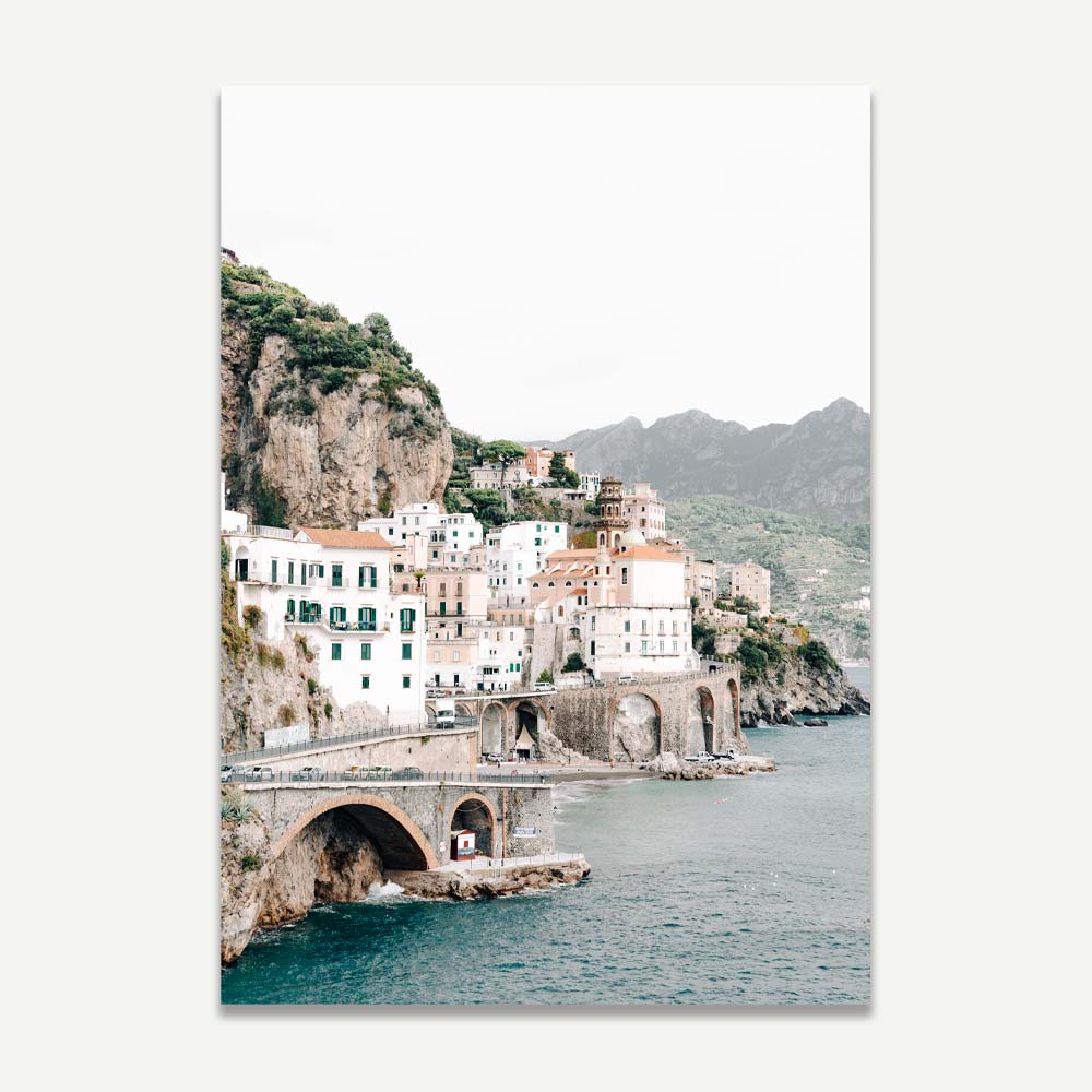 Serene Coastal Village in Atrani - Stunning Oil Painting of Amalfi's Charm