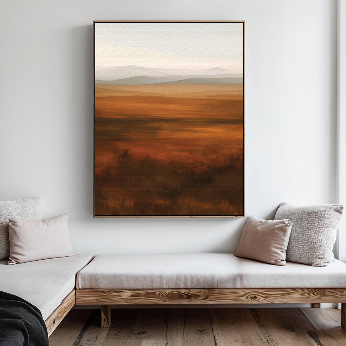 Serene Autumn Landscape Abstract Oil Painting for Modern Home Decor