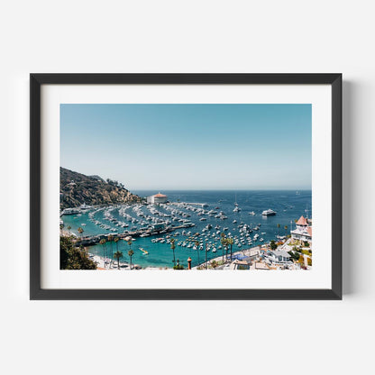 Tranquil Coastal Harbor Oil Painting of Avalon with Serenity and Blue Waters