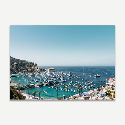 Tranquil Coastal Harbor Oil Painting of Avalon with Serenity and Blue Waters