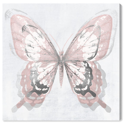 Butterfly Illusion: Elegant Blush and Silver Oil Painting for Modern Decor