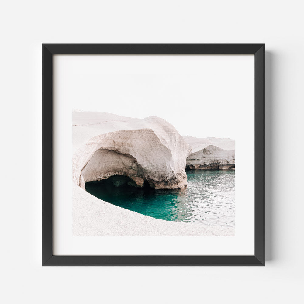 Tranquil Azure Waters and Serene Stone Landscape Oil Painting