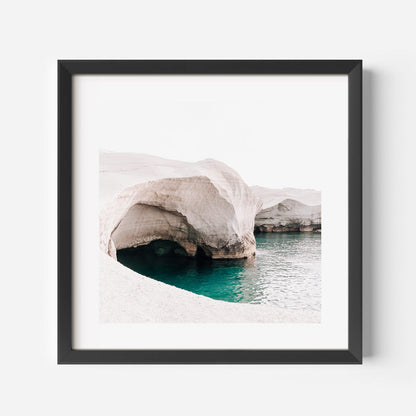 Tranquil Azure Waters and Serene Stone Landscape Oil Painting