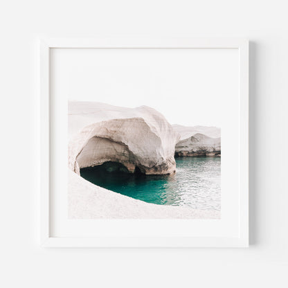 Tranquil Azure Waters and Serene Stone Landscape Oil Painting