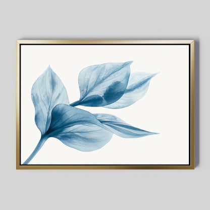 Blue Abstract Leaf Oil Painting for Modern Home Decor