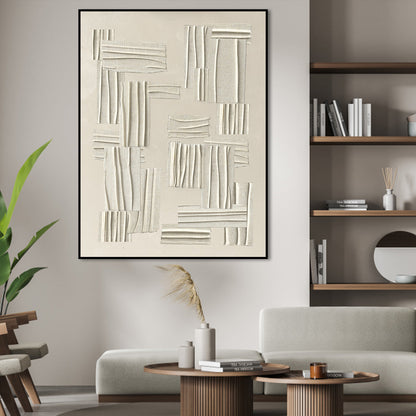 Textured Neutral Abstract Oil Painting for Modern Home Decor