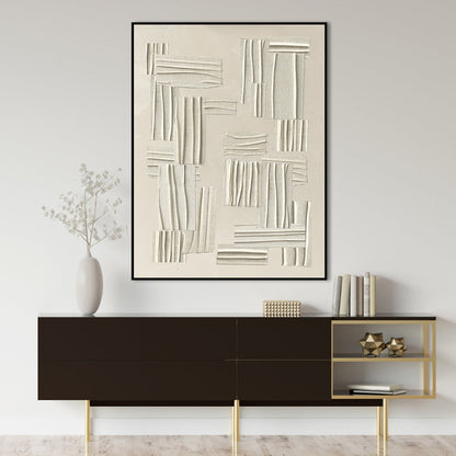 Textured Neutral Abstract Oil Painting for Modern Home Decor