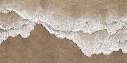 Coastal Serenity: Textured Oil Painting of Waves on a Sandy Shoreline