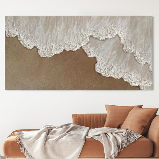 Serene Ocean Waves Landscape Oil Painting for Coastal Home Decor