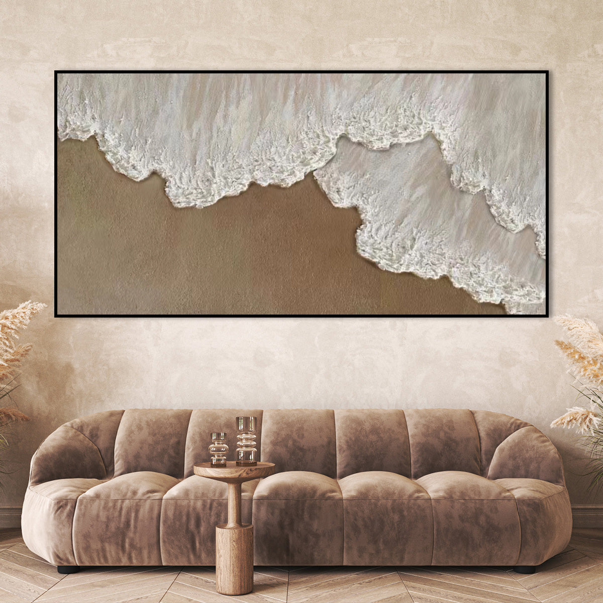 Serene Ocean Waves Landscape Oil Painting for Coastal Home Decor