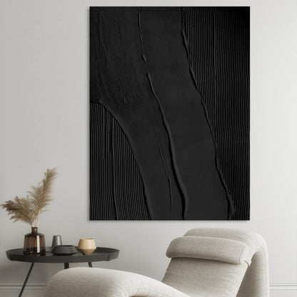 Sophisticated Black Abstract Oil Painting for Modern Home Decor