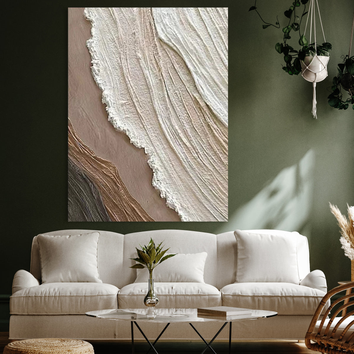 Serene Organic Waves: Contemporary Abstract Oil Painting for Modern Home Decor