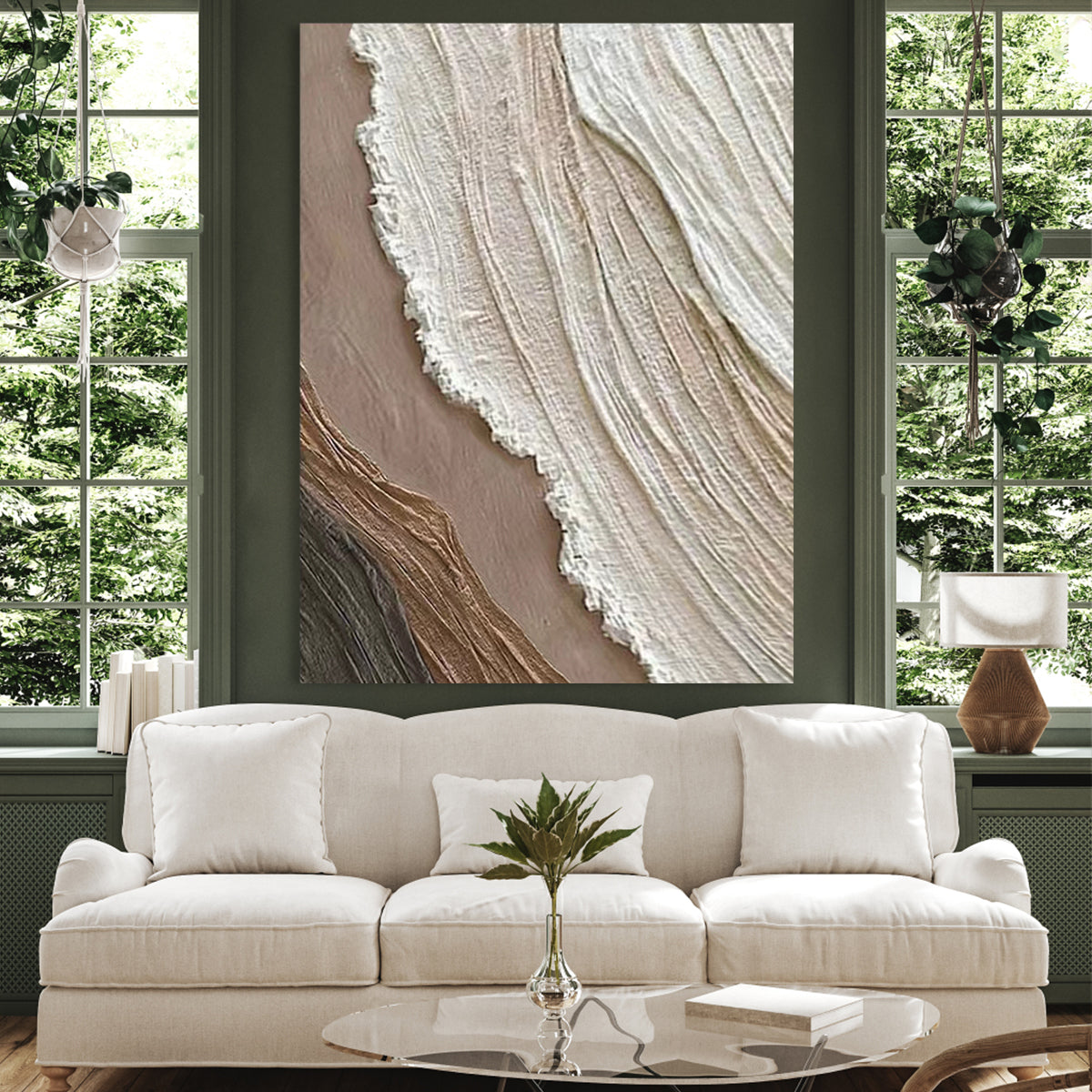 Serene Organic Waves: Contemporary Abstract Oil Painting for Modern Home Decor