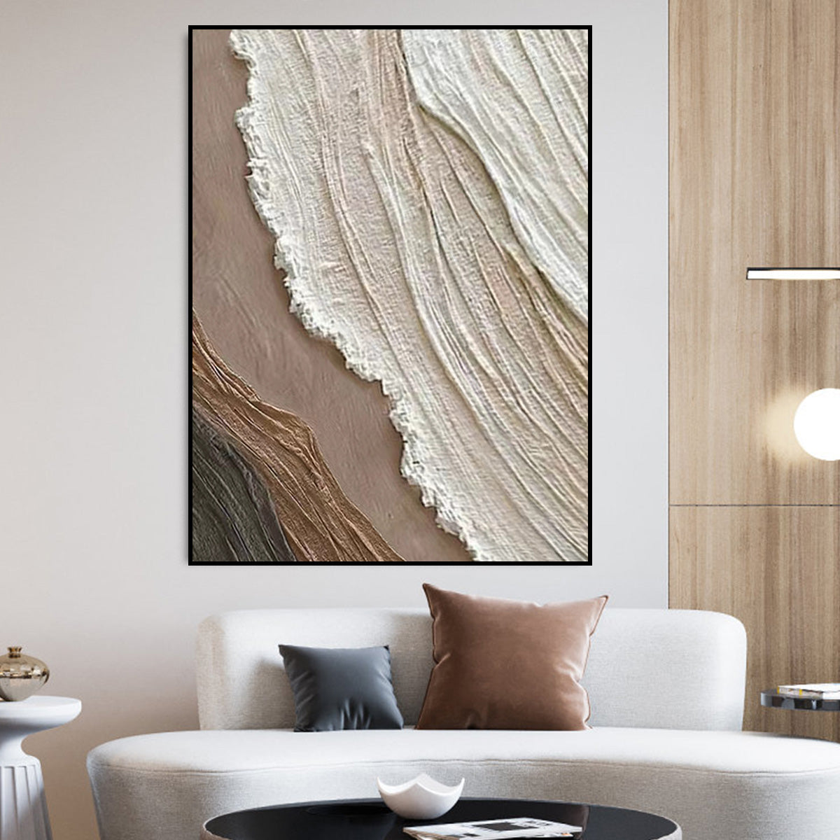 Serene Organic Waves: Contemporary Abstract Oil Painting for Modern Home Decor