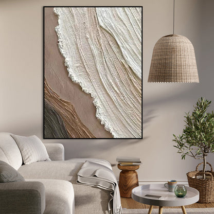 Serene Organic Waves: Contemporary Abstract Oil Painting for Modern Home Decor