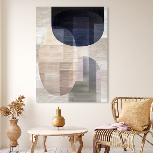 Contemporary Abstract Oil Painting with Elegant Shapes and Subtle Colors for Modern Decor