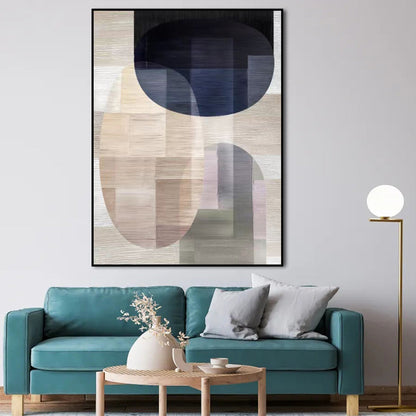 Contemporary Abstract Oil Painting with Elegant Shapes and Subtle Colors for Modern Decor