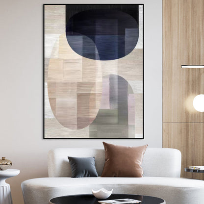 Contemporary Abstract Oil Painting with Elegant Shapes and Subtle Colors for Modern Decor