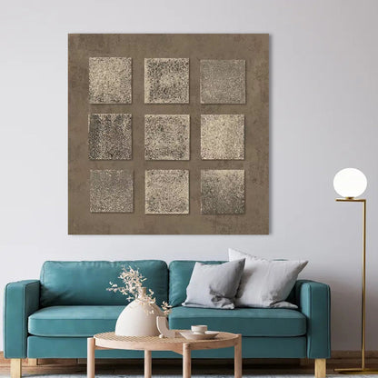 Abstract Textured Grid Wall Art in Earthy Tones for Modern Decor