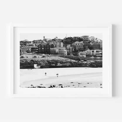 Black and White Oil Painting of Bronte Beach Coastal Views