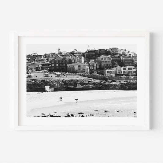 Black and White Oil Painting of Bronte Beach Coastal Views