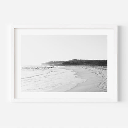 Serene Black and White Maroubra Beach Scene Oil Painting