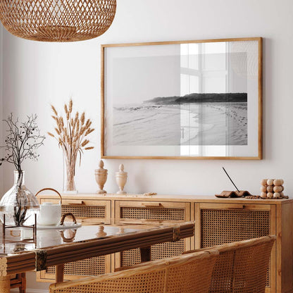 Serene Black and White Maroubra Beach Scene Oil Painting