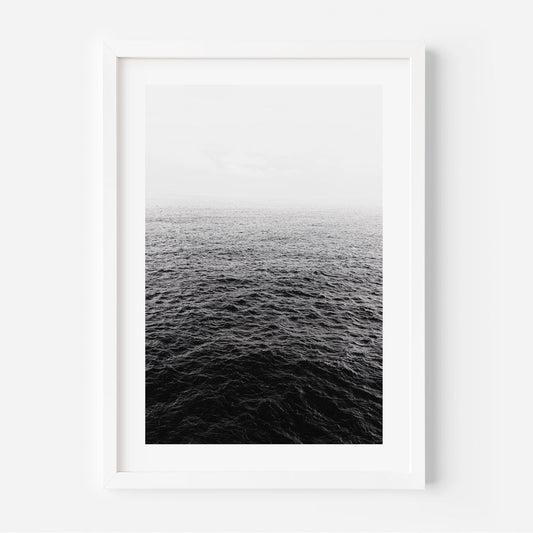 Serene Black and White Ocean Waves Oil Painting for Tranquil Décor