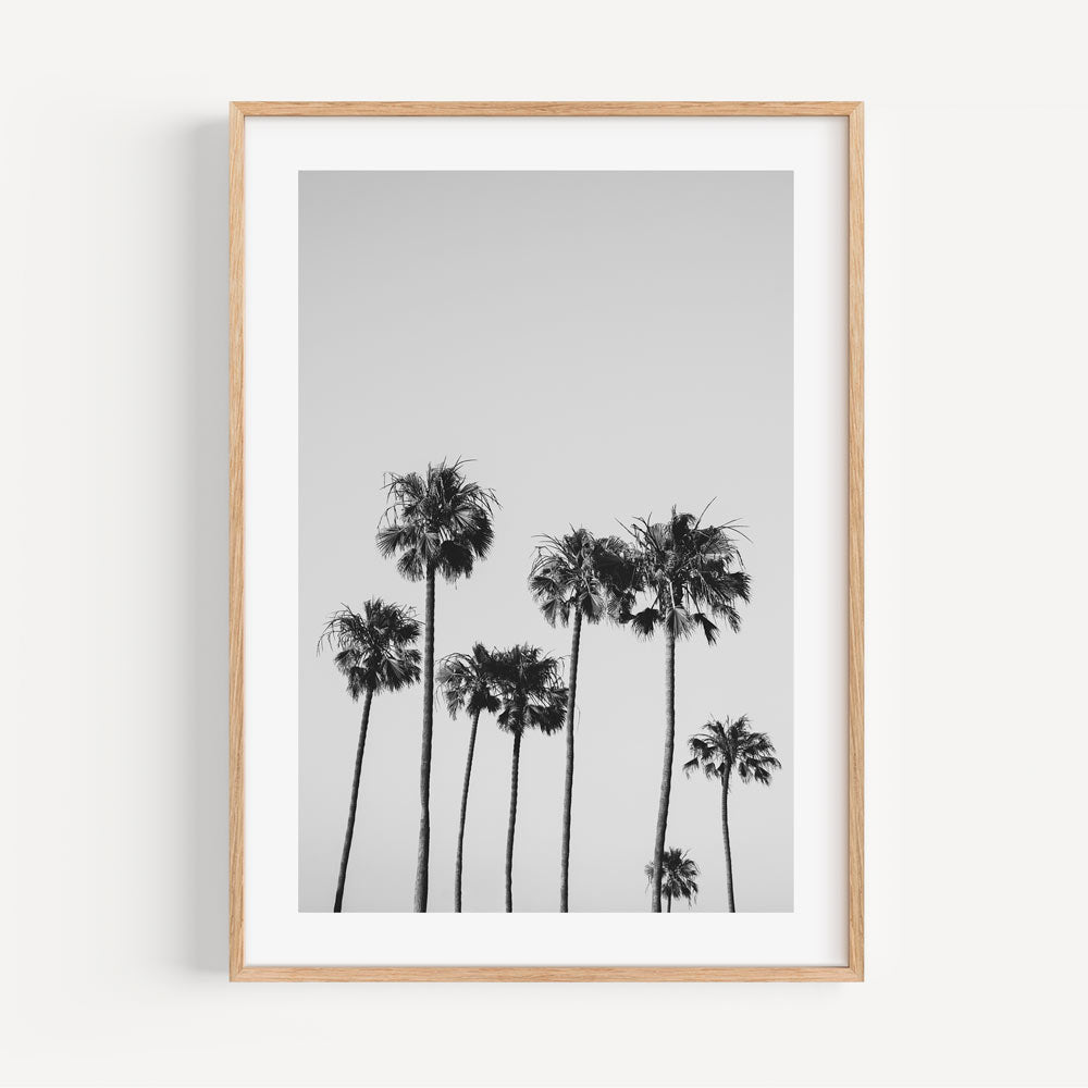 Monochrome Serenity: Elegant Palm Trees Oil Painting for Modern Decor