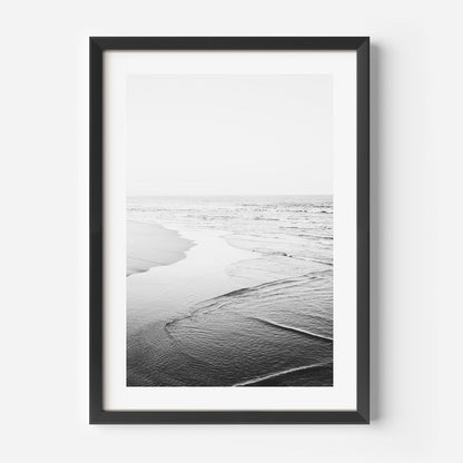 Serene Black and White Newport Beach Coastal Oil Painting