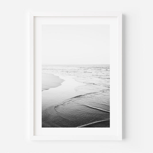 Serene Black and White Newport Beach Coastal Oil Painting